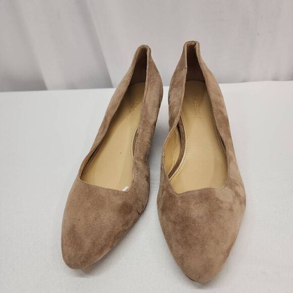 Talbots Size 10 Lanely Asymmetrical Wedges - Tan Leather Suede Comfort Career A - Picture 2 of 10